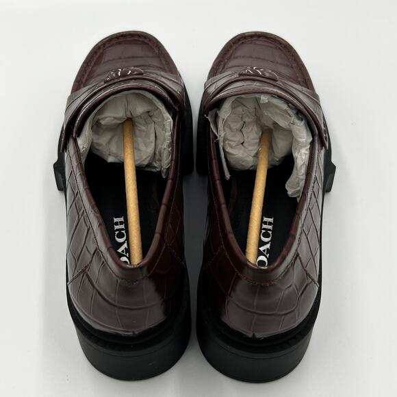 NWB Coach Leah Embossed Croc Leather Loafer Maple Women's Size 10 B - Picture 5 of 8